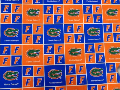 UNIVERSITY of FLORIDA GATORS BLOCK DESIGN NEW 1/2 YARD 100% COTTON