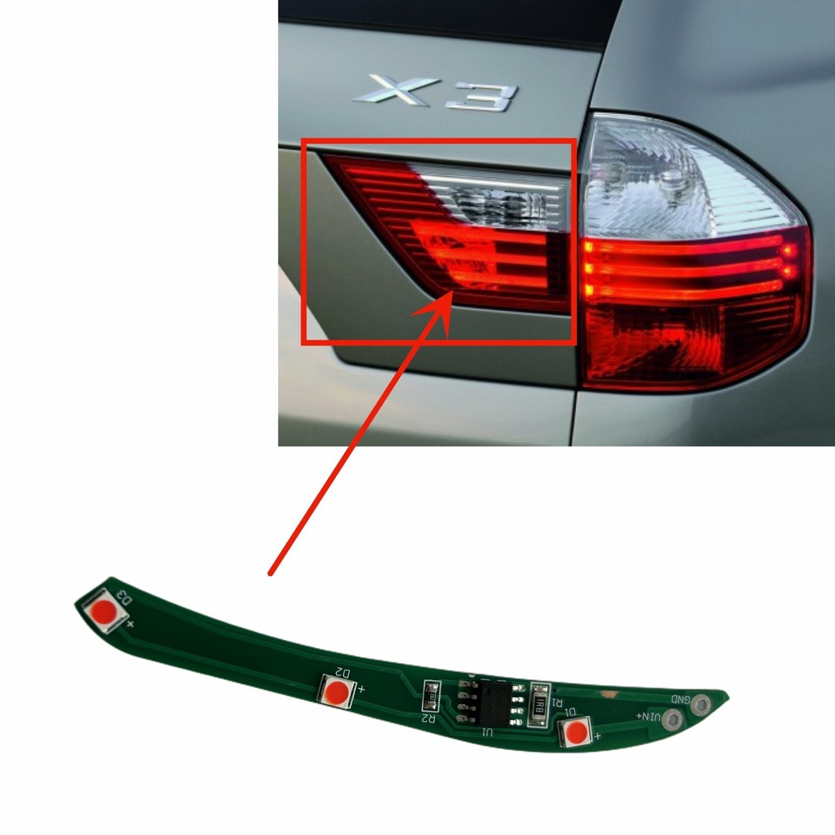 New Right side Inner Tail Light Repair Chip Board For BMW X3 e83