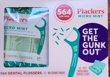 564 Count ~ Plackers ~ Micro Mint ~ Dental Flossers ~ Six (6)-90 Count Packs