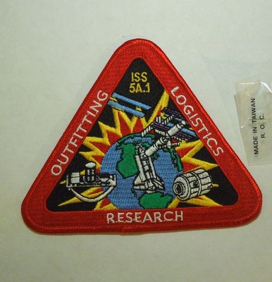 NASA ISS 5A.1 STS Space Triangle Patch - ''Outfitting, Logistics, Research''