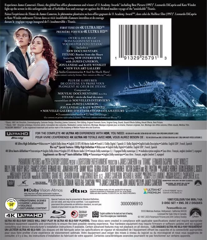 Titanic (4K Ultra HD/Blu-ray) + Slipcover SAME DAY SHIPPING