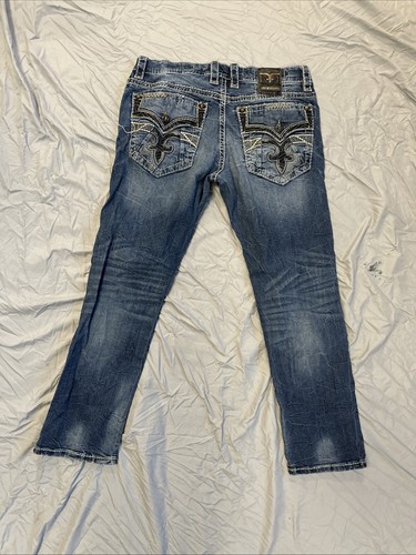 Rock Revival Jeans Mens 38x 32 Straight Leg Jeans - Picture 5 of 6
