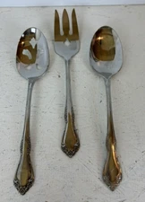 WM A Rogers Deluxe Stainless Oneida Ltd Serving Spoon Slotted Spoon Serving Fork