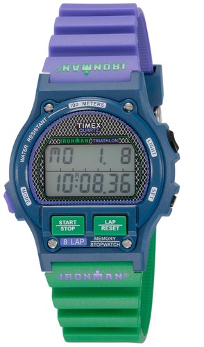 Timex TW5M54700 Ironman Unisex Digital Watch Green/Purple Resin Strap - 第 1/2 張圖片
