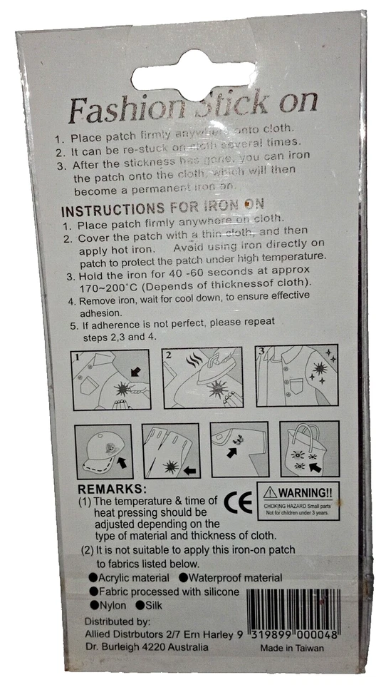 Lot of 8x Reusable Stick On Iron On Cloth Patches / Motifs Various Size & Design - Image 2 of 4