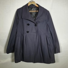 Navy Fuchs Schmitt Black Wool Mix Coat With Collar Size 18