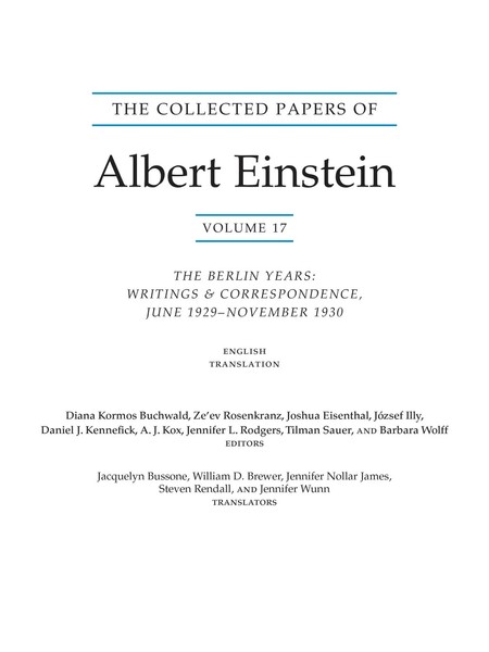Albert Einstein | The Collected Papers Of Albert Einstein, Volume 17...-image