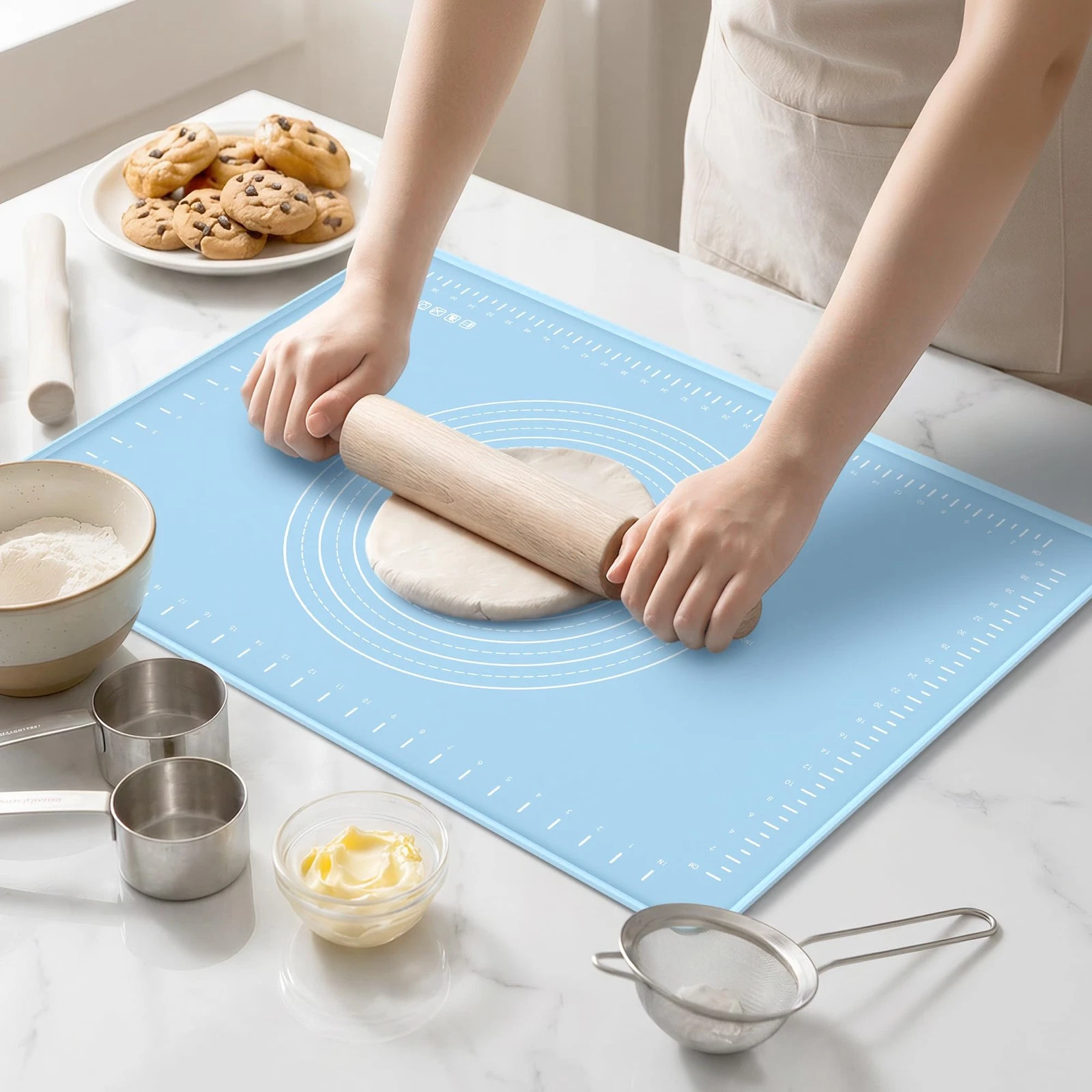 Silicone Baking Mat 28x20 Inches | Extra Thick Dough Rolling Mat with Measure...