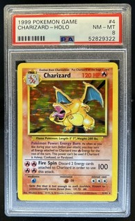 Pokemon Unlimited Charizard Holo 1999 Raro #4/102 PSA 8
