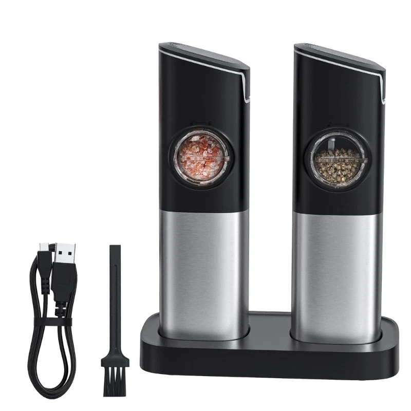 Electric Salt and Pepper Grinder Set Rechargeable Mill with Dual Charging Base