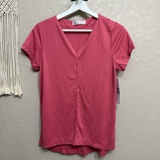 NWT fig V neck top blouse women sz S pink