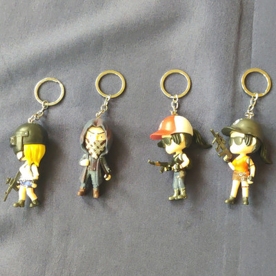 PUBG Lot of 4 Plastic Mini Figure Keychains w/ Keyring Multicolor