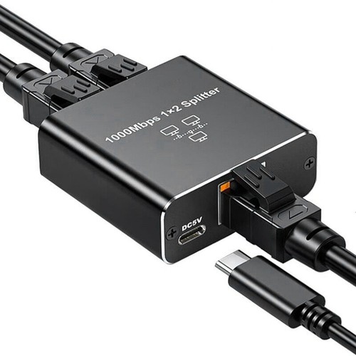 3X(1 in 2 Out Gigabit Ethernet Splitter 1000Mbps High Speed RJ45 Extension6205 - Afbeelding 3 van 8