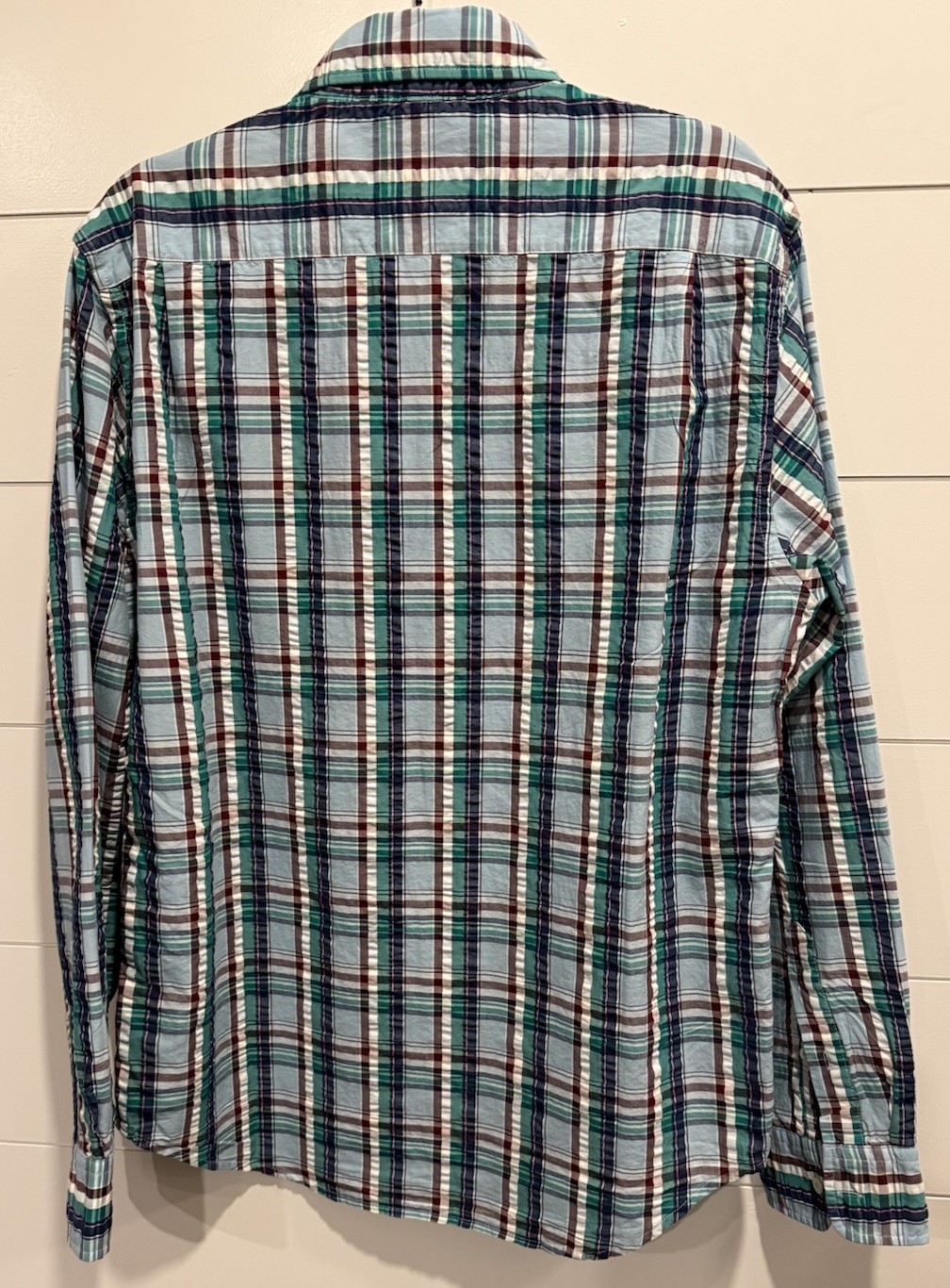 Relwen • Long Sleeve Button Up Exploded Seersucke… - image 7