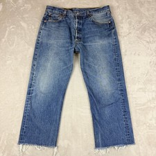 Vintage Levis 501xx Jeans Mens Fit 36x25 Blue USA Made Raw Hem 90s Y2K Tag 40x34
