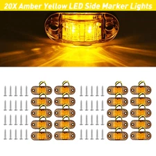 20 LED Side Marker Lights Amber Clearance Light Truck Trailer RV 12V 2.6" Yellow