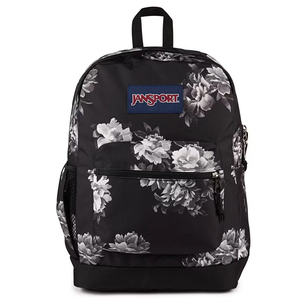 Jansport Black Floral Backpack City View Spacious Pockets Faux Leather Bottom Jansport Black Floral Backpack City View Spacious Pockets  main image 4