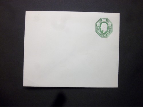 GB Postal Stationery STO KEVII 1s green embossed Envelope unused H&B ES38