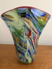LARGE MURANO ART GLASS VASE ITALY MULTI COLORED 12” TALL VERY BEAUTIFUL