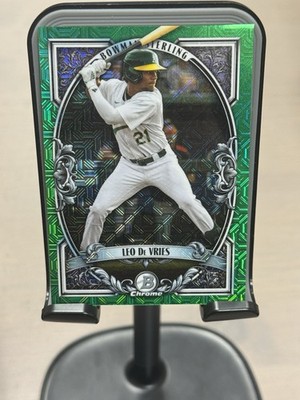 2026 Bowman Sterling Leo De Vries #BST-9 Green Mojo /99 Athletics
