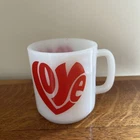 Vintage 60’s LOVE Milk Glass Coffee Mug - Valentines