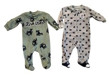 Lot of 2 Boy's 3 Month Carter's Long Sleeve Footie One piece Pajamas Fleece Zip