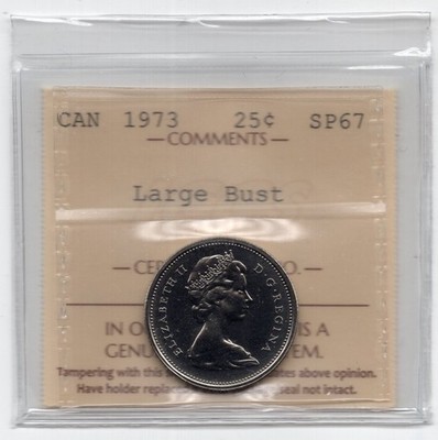 1973 Large Bust Canada 25 Cents Specimen Coin - ICCS SP67 Mountie