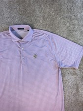 Turtleson Shirt Mens Sz Large Blue Red Check Golf Polo Performance Stretch F700