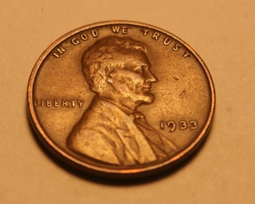 1933 p LINCOLN CENT VF LAMINATION ERROR OBVERSE 16