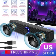 Computer Speaker Soundbar Stereo Bass Sound for Laptop Desktop PC 3.5mm LED USB