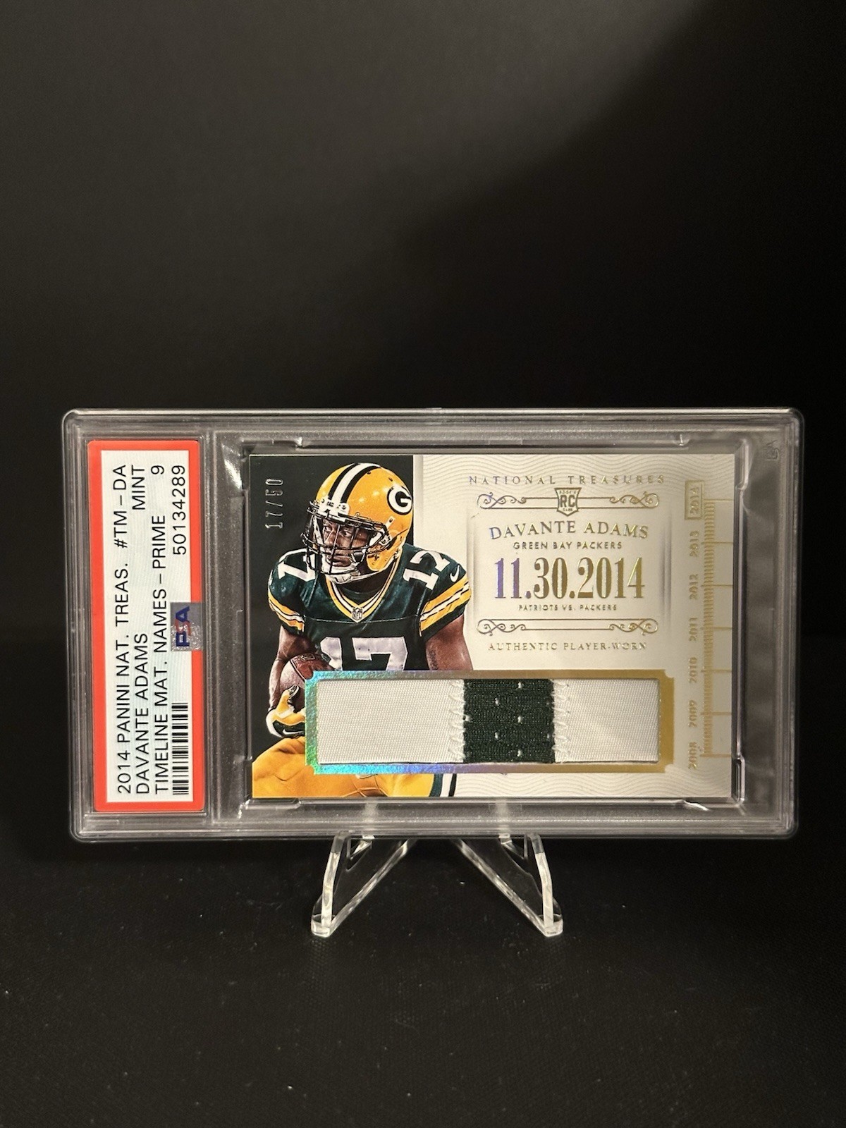 Davante Adams Panini National Treasures Timeline Materials Names #TMDA Prime