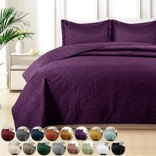 Luxury Bedspread Bedding Set 3 Piece Quilted Coverlet Bed Throw Queen King Size