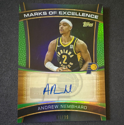 Andrew Nembhard 2025-26 Topps Marks of Excellence Green Auto /99 ME-AN Pacers
