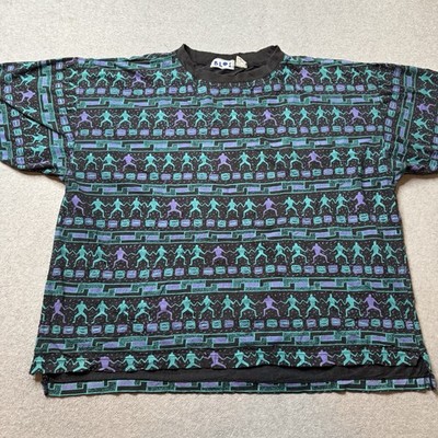 Vintage BLOK T Shirt Mens XL Southwestern Aztec Tribal Geometric Print 90s