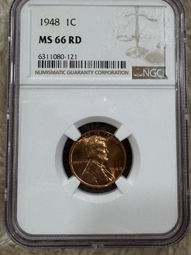 1948-P  1C LINCOLN WHEAT CENT "PHILADELPHIA MINT" NGC MS66 RD (RED)