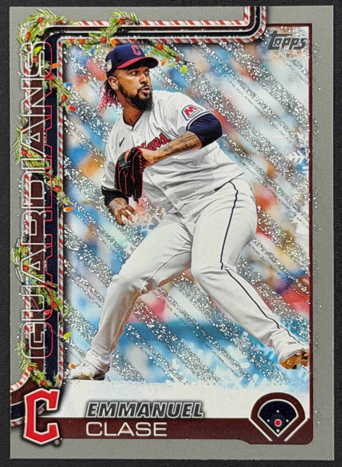 2025 Topps Silver Glitter Holiday #H96 - Emmanuel Clase - Cleveland Guardians