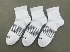 3 Pairs Bombas Men's white Quarter socks Size Large 9-13