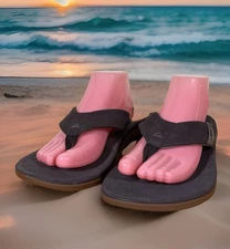 Men's Shoes Reef SANTA ANA Vegan Leather Flip Flop Sandals BROWN Size 10