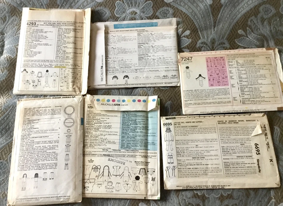 Lot of 6 VTG Cloth Doll Patterns McCalls Simplicity Butterick - 10”-Life-SZ - Image 2 of 2