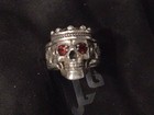 NightRider Jewelry .925 Sterling Silver Skull Guardian Ring Red Garnet Eyes 7.5 — photo 1