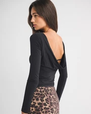 Abercrombie & Fitch Women's Bra-Free Cowl-Back Hardware Top/ black- NEW SALE