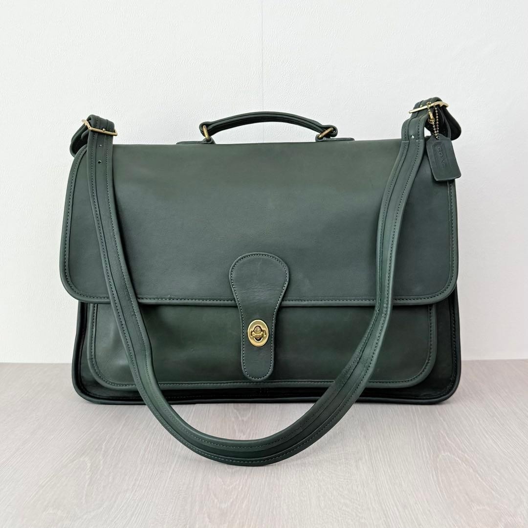 RARE Vintage COACH Willis Bag 5180 Dark Green Leather Briefcase