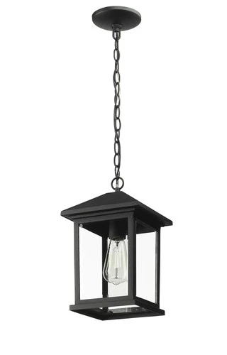 Z-Lite 531CHM Black Portland Single Light 8"W Outdoor Mini Pendant - Picture 2 of 8