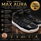 Nike Jordan Max Aura Shoes Men's Size 9 Sneakers Black Gold EUC