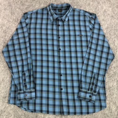 Oakley Button Up Hemd Herren XXL blau kariert Langarm Tasche Logo Baumwollmischung - Bild 2 von 10