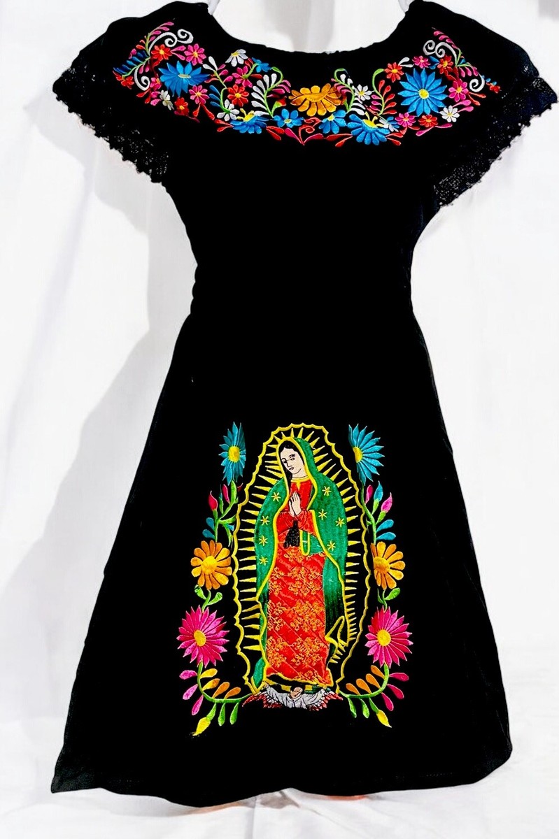 Kids Virgin Mary Embroidered Mexican Dress Vestido Bordado Mexicano D Nias  Sz 6 | eBay