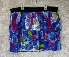 Pure Energy Skirt Womens 4 Plus Blue Purple Layered Elastic Waist Rayon- 5020