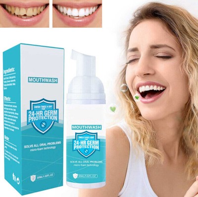 Teethaid Mouthwash Mint Teeth Whitening Foam Mousse Stain Remove Fast Free