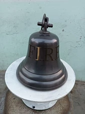 Antique Brass Ship Bell Nautical Hanging Door Fireman's Fire Bell with Rope