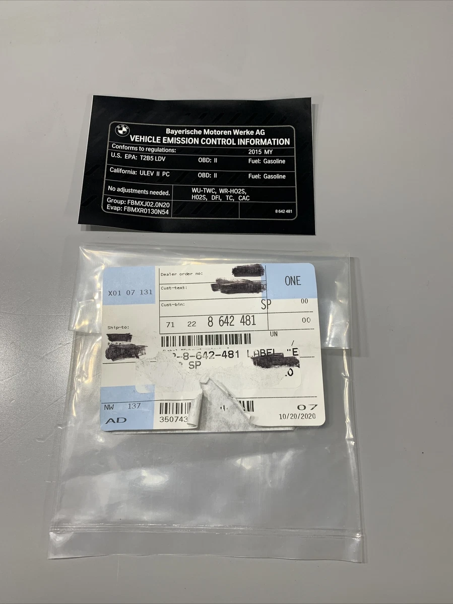 2015 BMW 428i Labels-Emission Label 71228642481 OEM | eBay